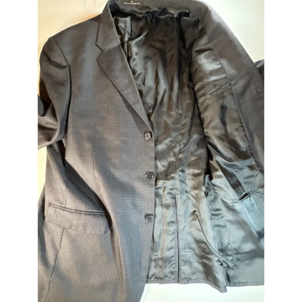 Joseph Abboud Black Label Blazer 44L Silk Wool Gray USA Union Made Sport Coat